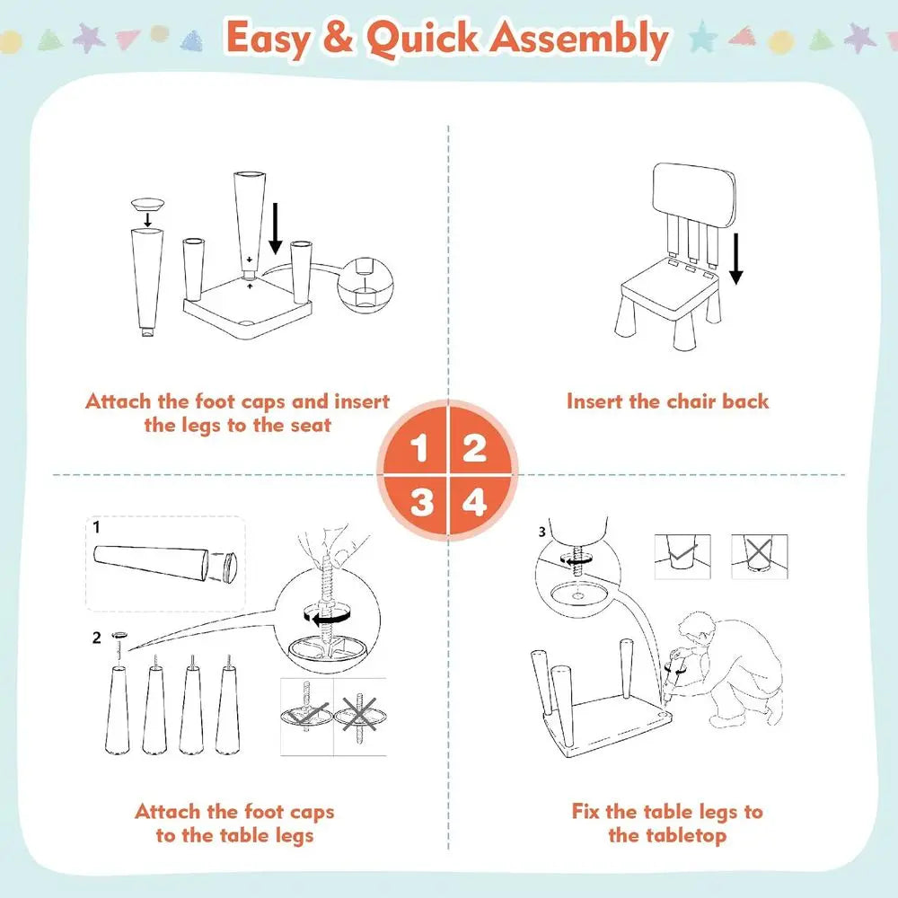 Kids Toddler Table And Chairs Set Plastic Learning Desk