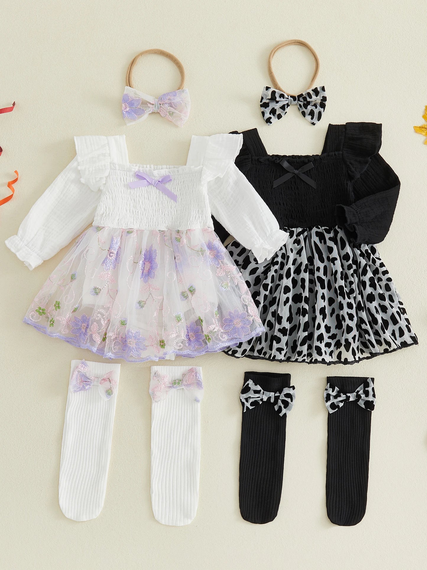 Infant With Headband Stockings Infant-Baby-Girl Romper Fashion Dress-Fashion-Flower Embroidery Infant Baby Girl
