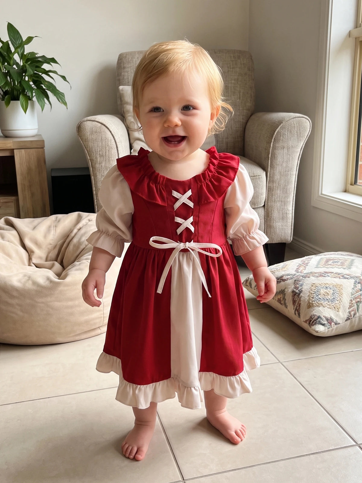 Renaissance Medieval Long Sleeve A Line Girls Dress