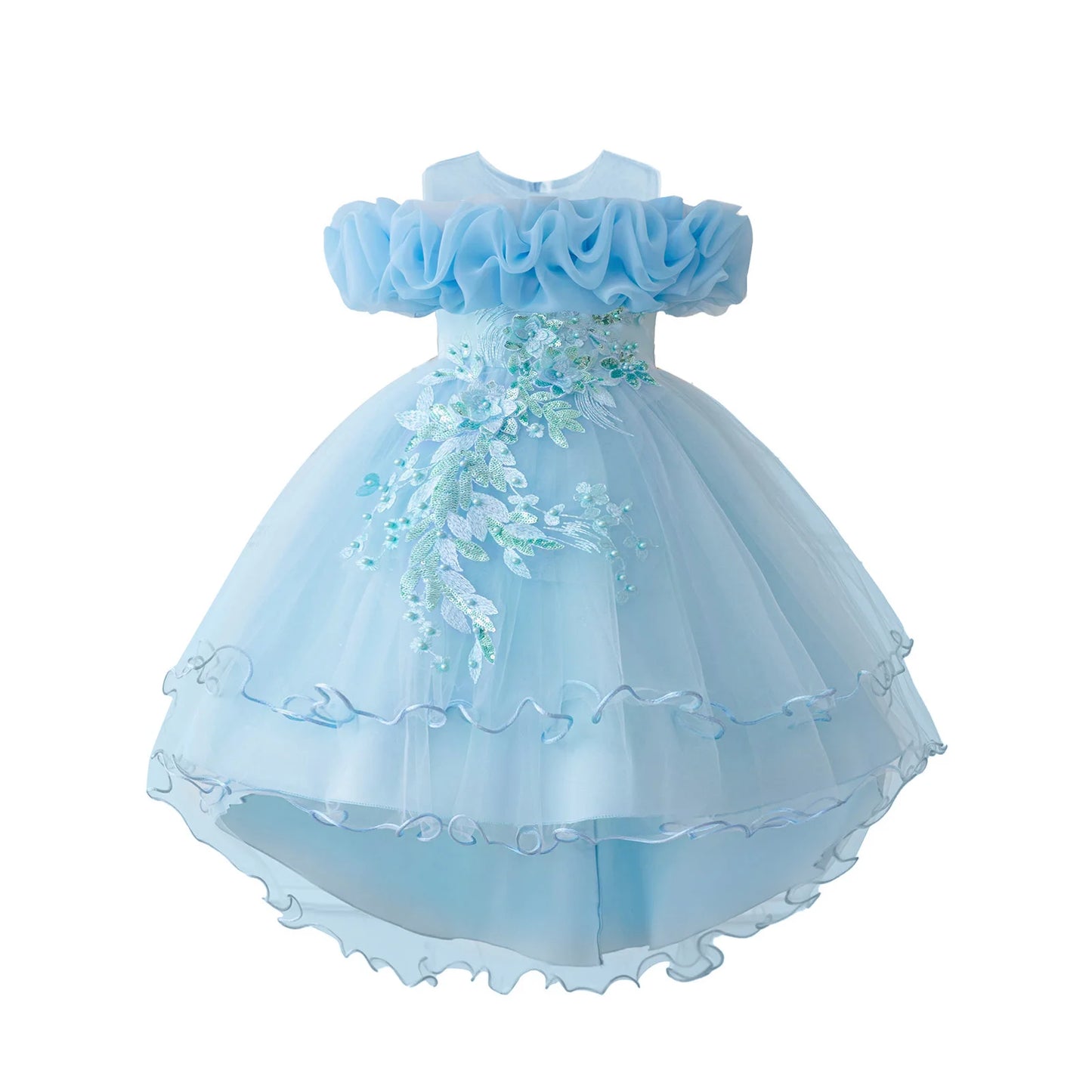 Floral Print Sleeveless Ruffle Tulle Dress for Toddler Girls
