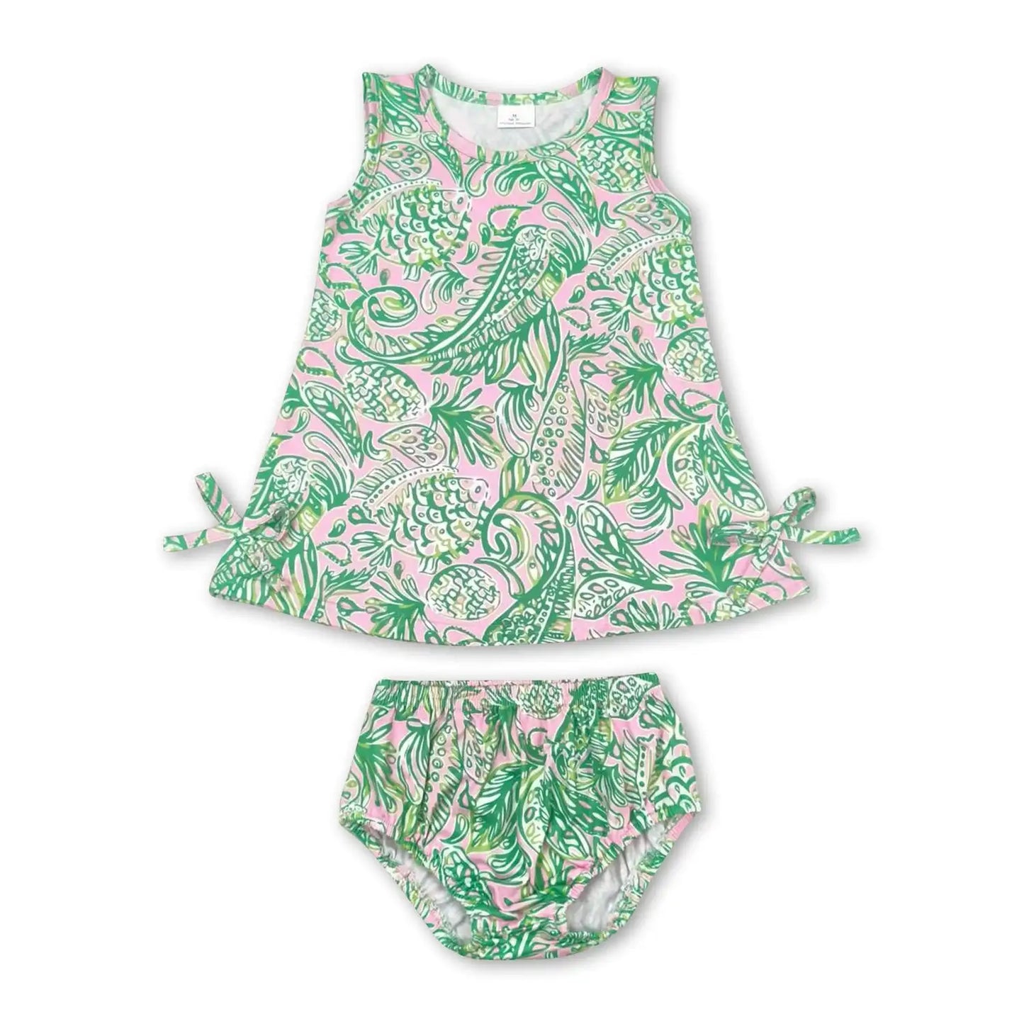 Girls Floral Tunic Top And Bummies Outfit Set For Everyday