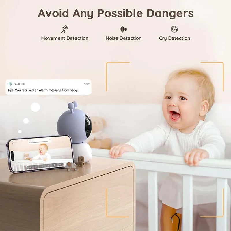 BOIFUN 2K WiFi Baby Monitor Night Vision Two Way Talk