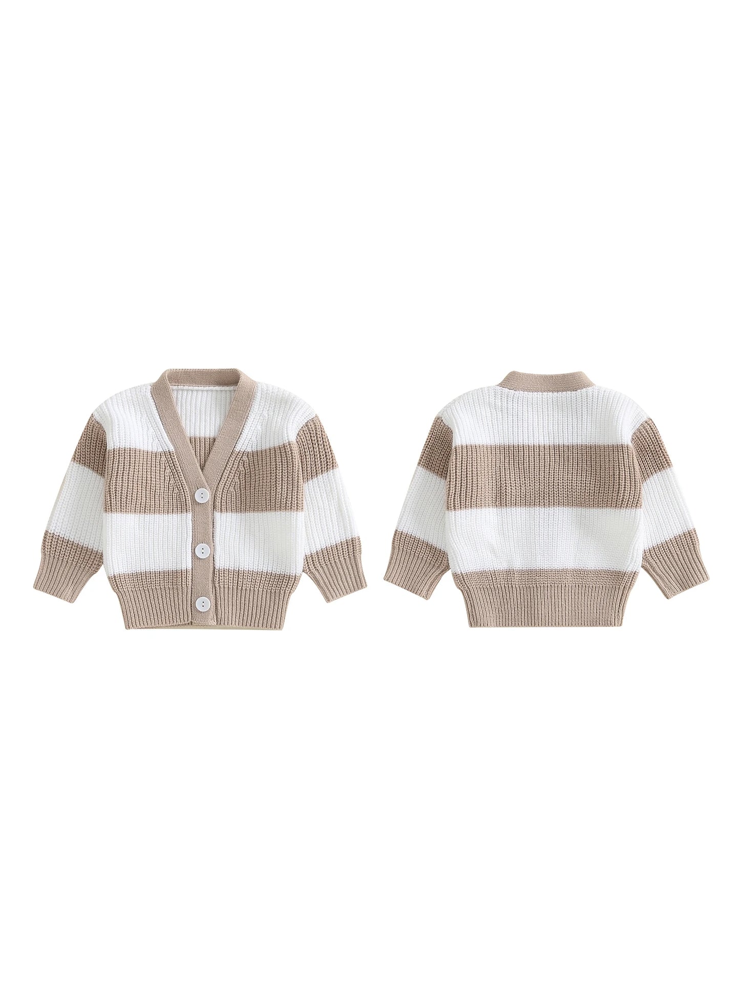 Infant Cable Knit Pullover Cardigan With Ribbed V Neck