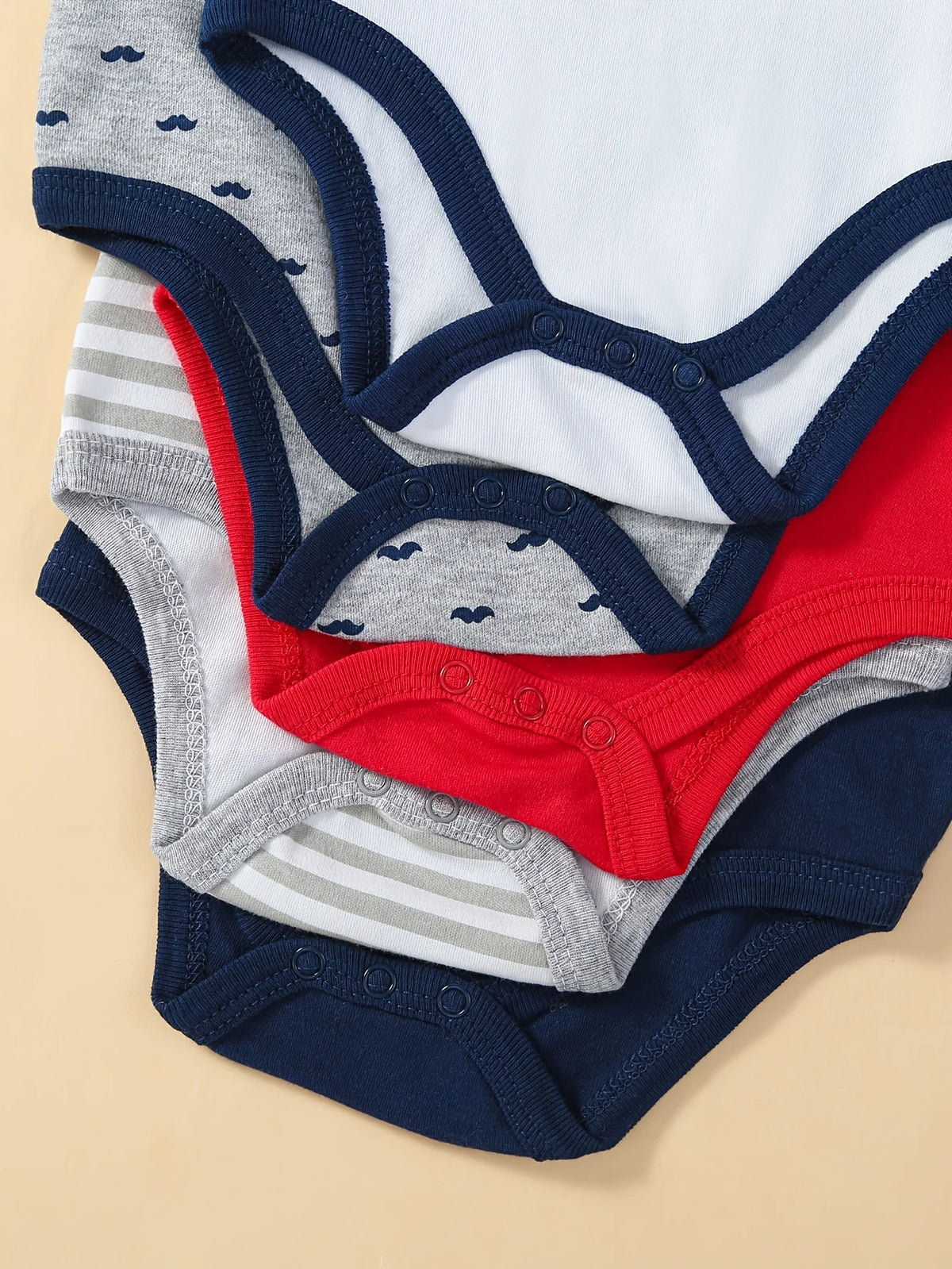Baby Boys Cotton Bodysuits And Rompers Set With Bow Tie Short Sleeve