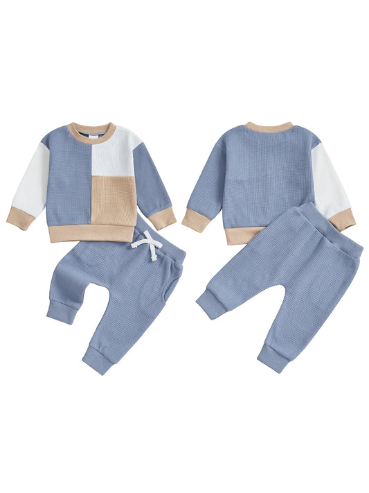 Unisex Baby Boy Striped Hooded Sweatshirt Jogger Two Piece Set