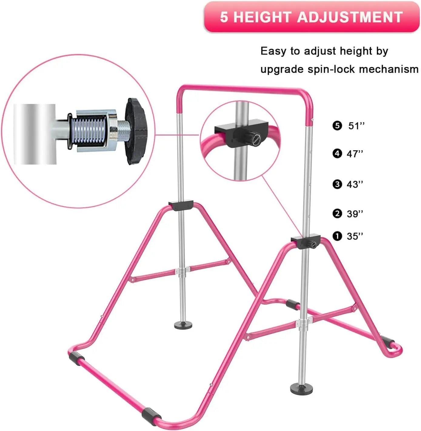 Adjustable Folding Gymnastic Bar for Kids Home Use