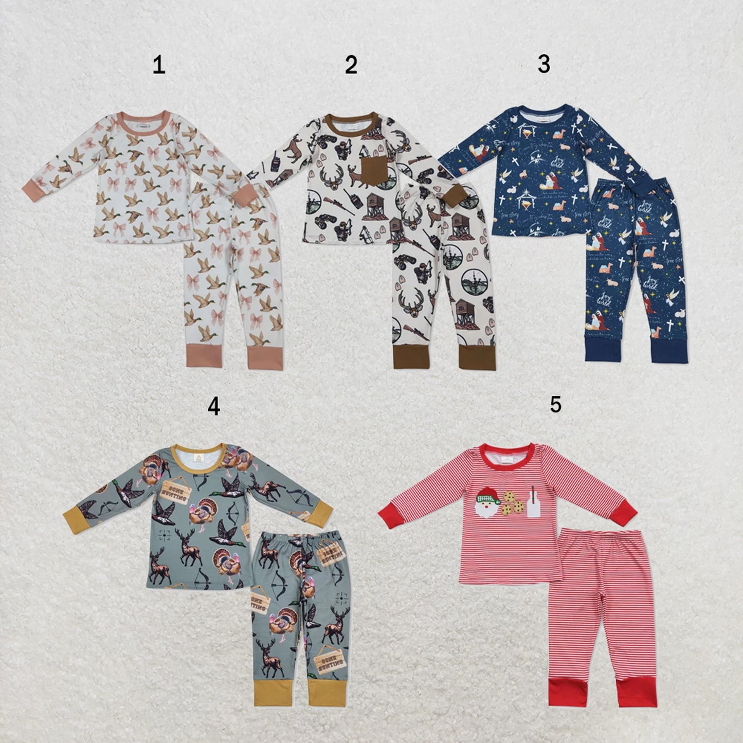 Unisex Baby Pajama Set With Long Sleeves Duck Plaid Top And Pants