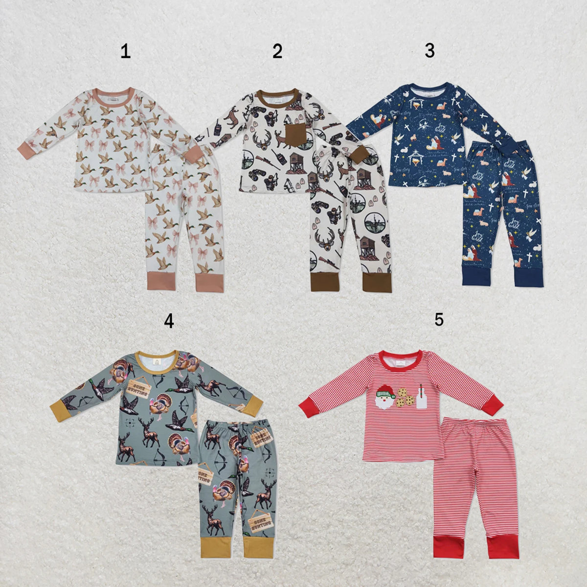 Baby Boys Pajamas Set Long Sleeve Plaid Ducks Sleepwear