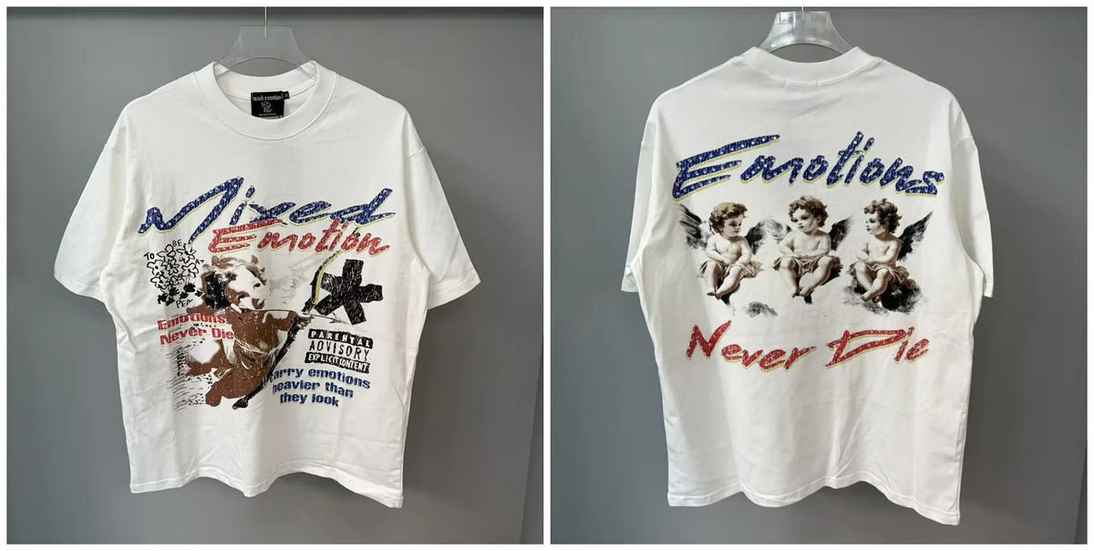 Mixed Emotion Printed Cotton T Shirt For Men Women