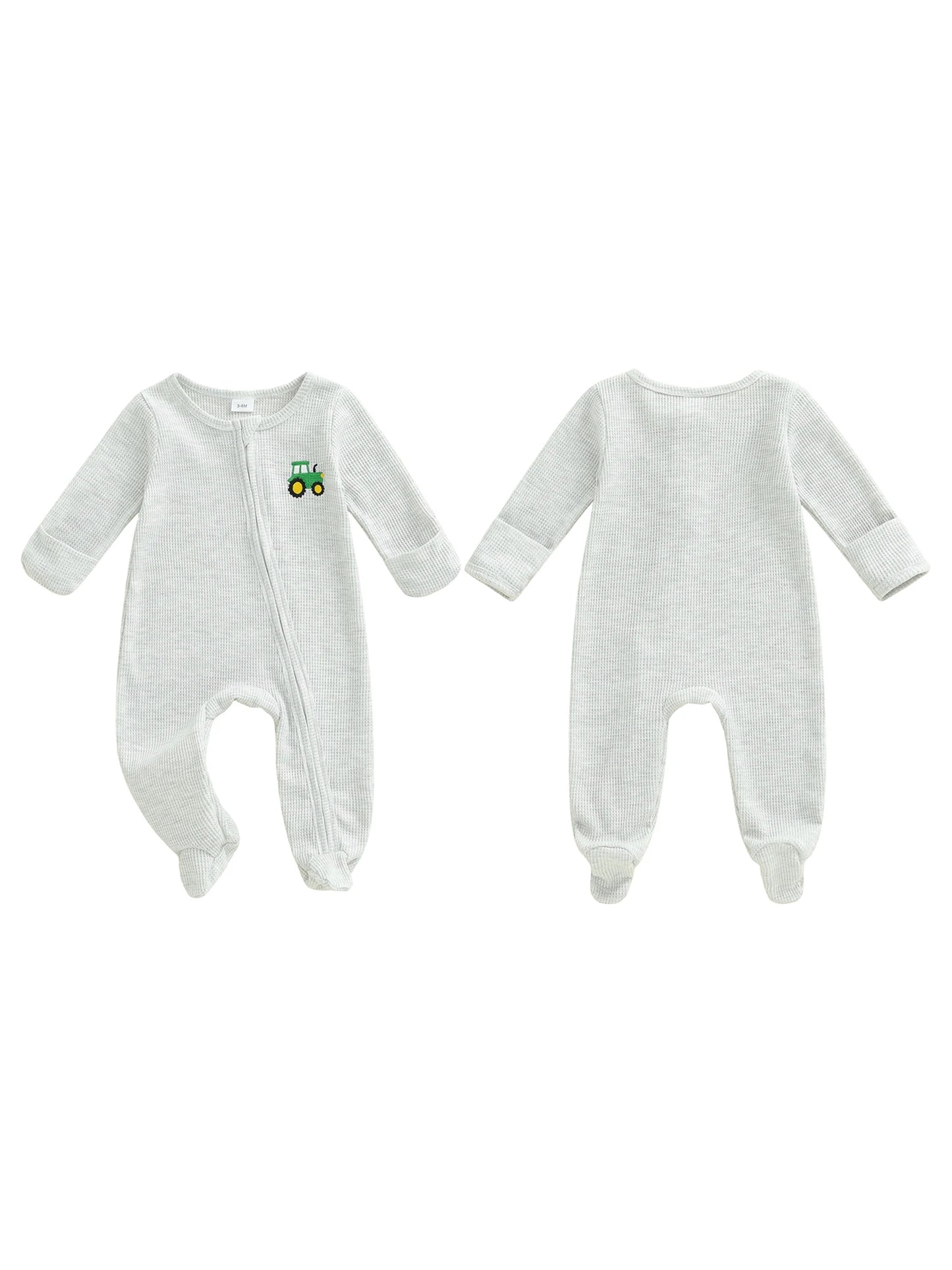 Infant Unisex Hooded Animal Ears Zipper Closure Fleece Footed Pajamas