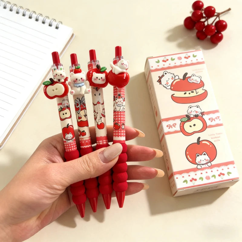 Kawaii Apple Cat Gel Pen For Office And School Cute