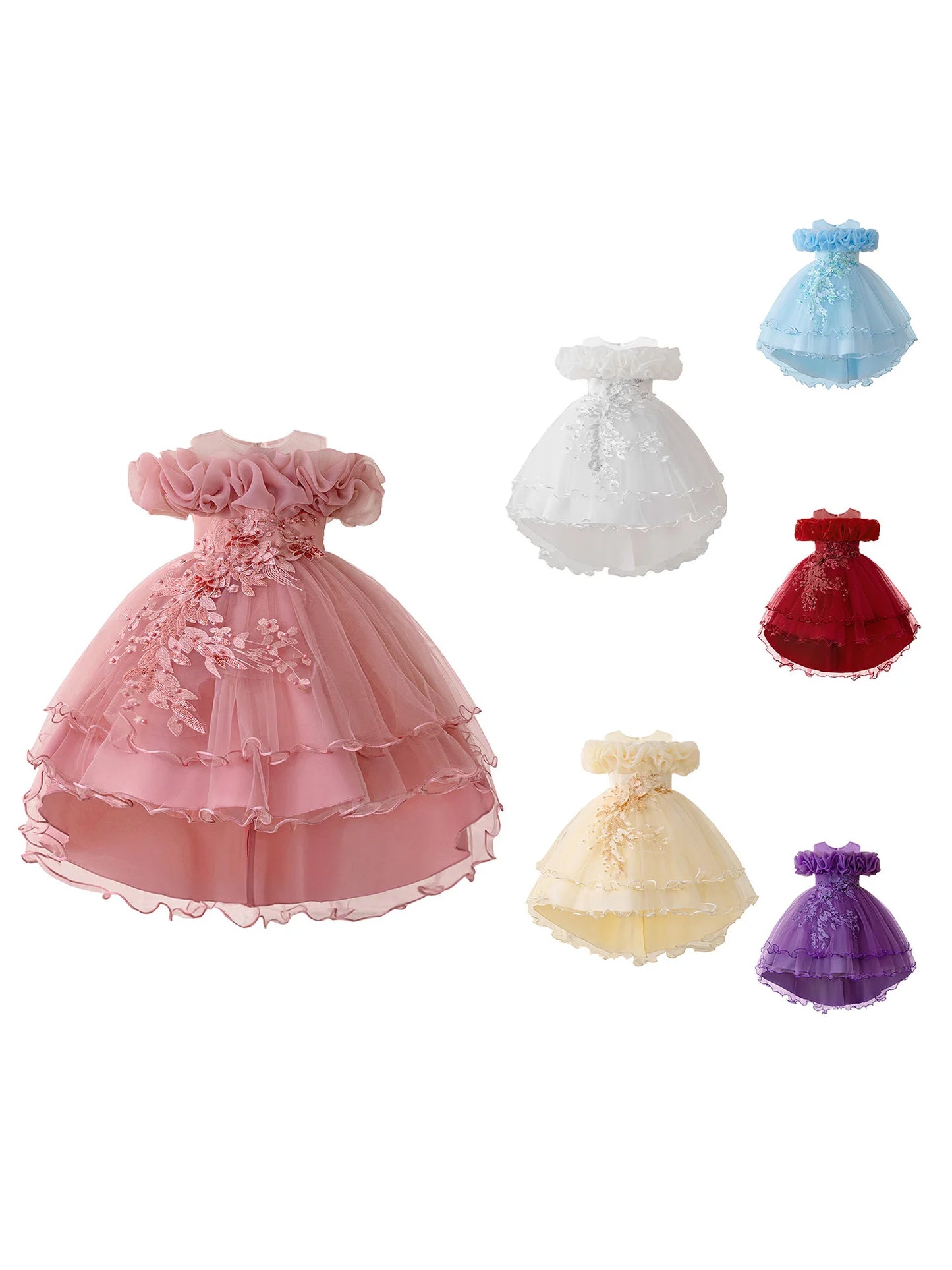 Floral Print Sleeveless Ruffle Tulle Dress for Toddler Girls