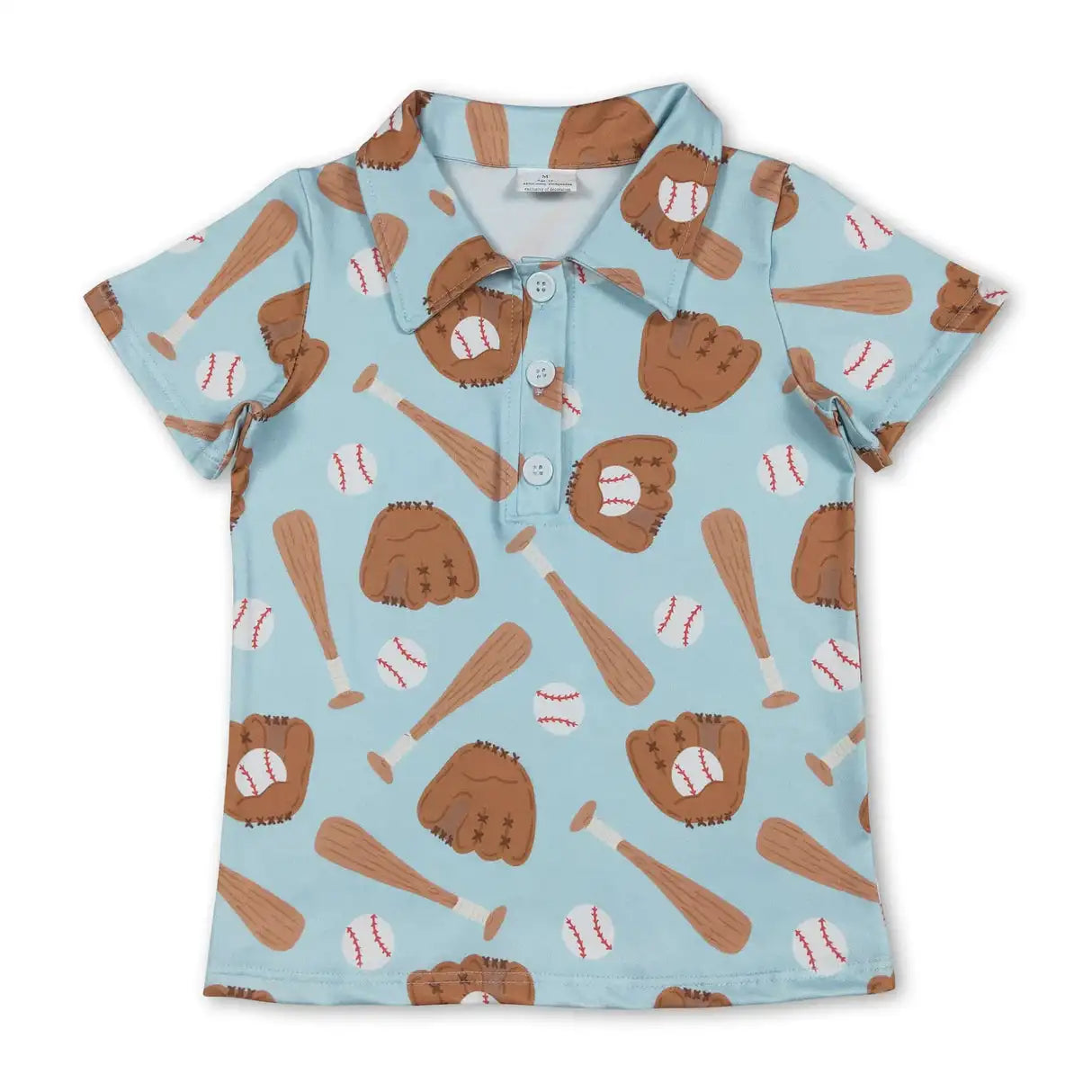 Boys Summer Cotton Short Sleeve Baseball Polo Shirt With Buttons