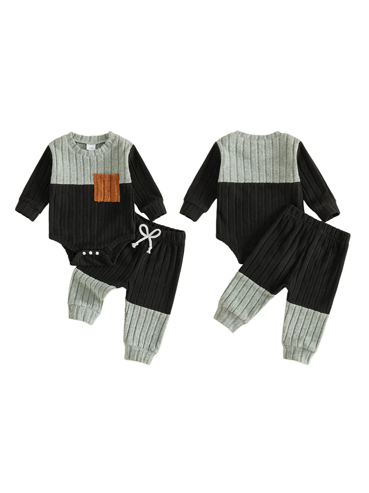 Girls Waffle Knit Jumpsuit Set With Long Sleeve Top