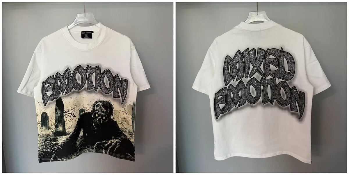 Mixed Emotion Printed Cotton T Shirt For Men Women