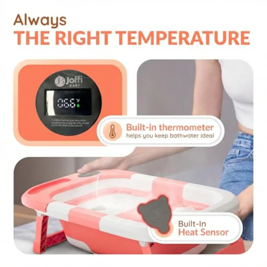 Collapsible Baby Bathtub Foldable Portable Bath With Thermometer Sensor