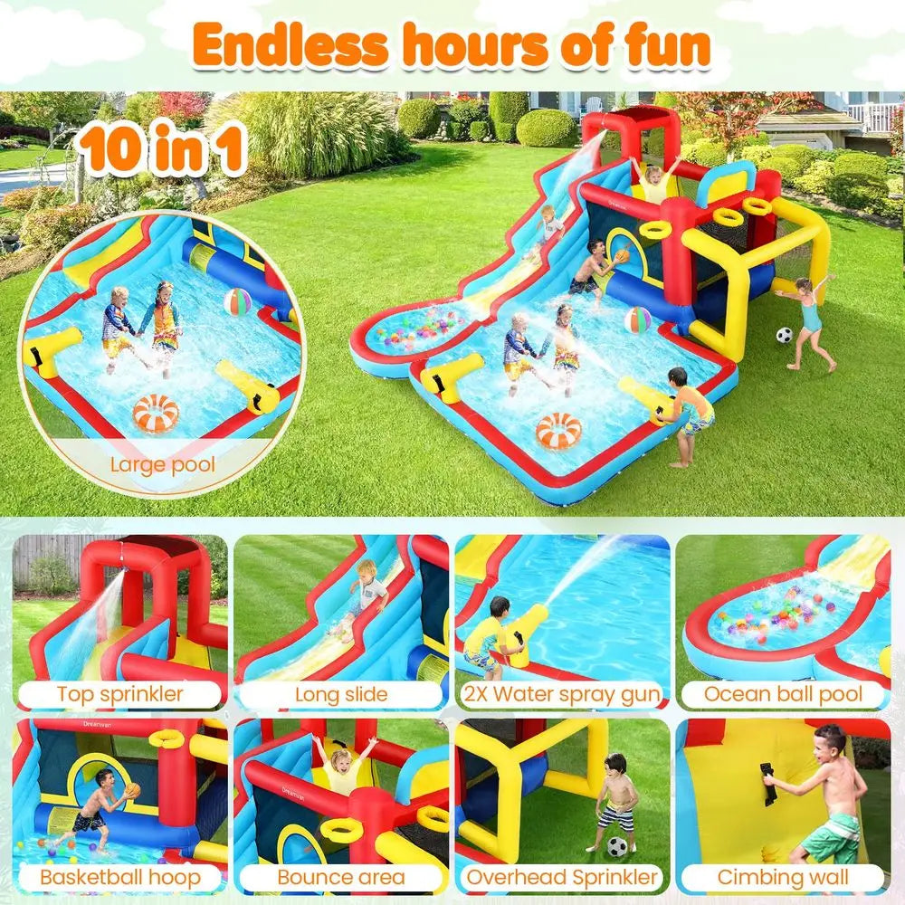 YTYIN Bounce House Inflatable Water Slide Castle With Blower