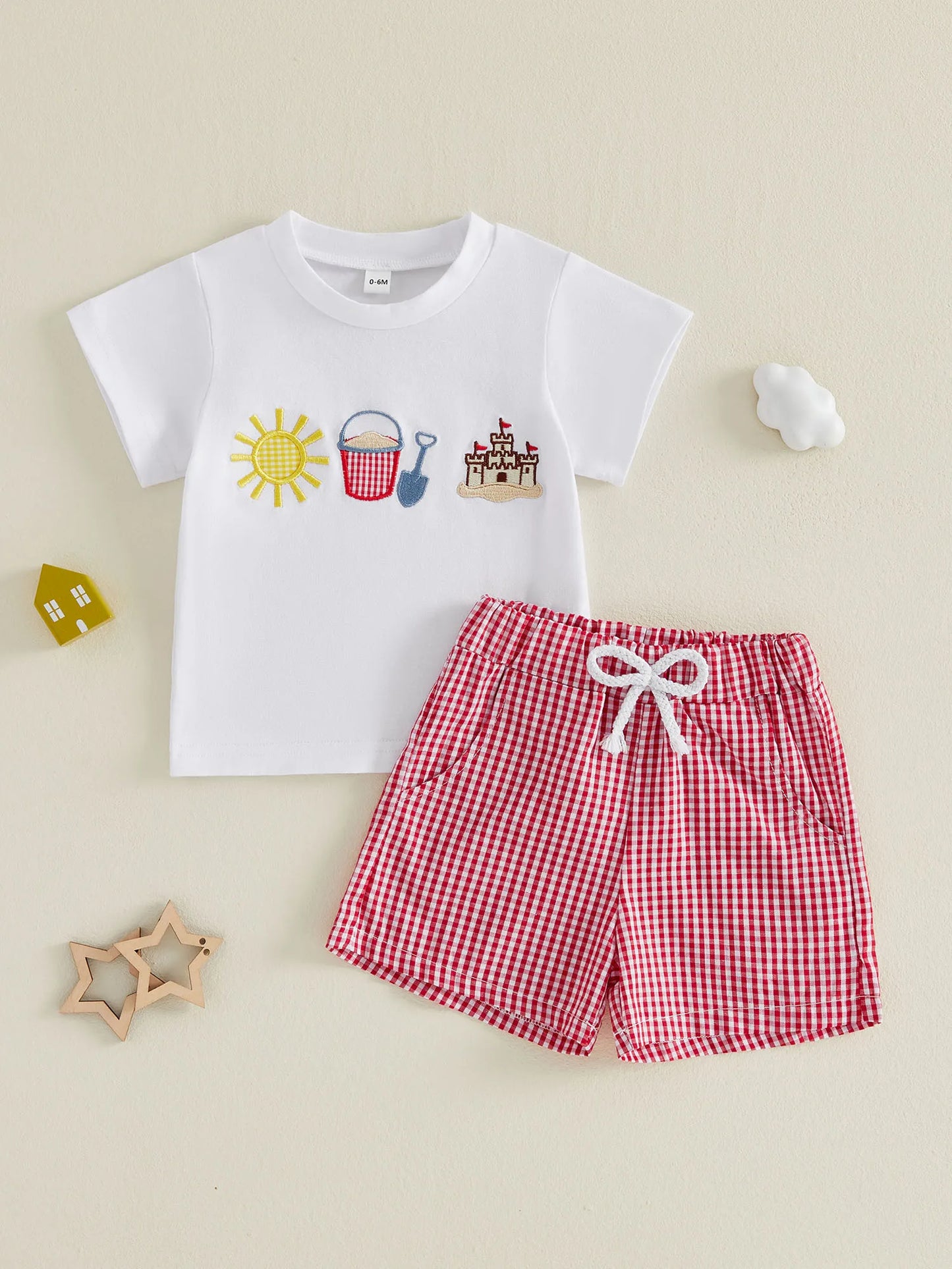Infant Summer Outfit Ice Cream Print Tee And Denim Shorts Set