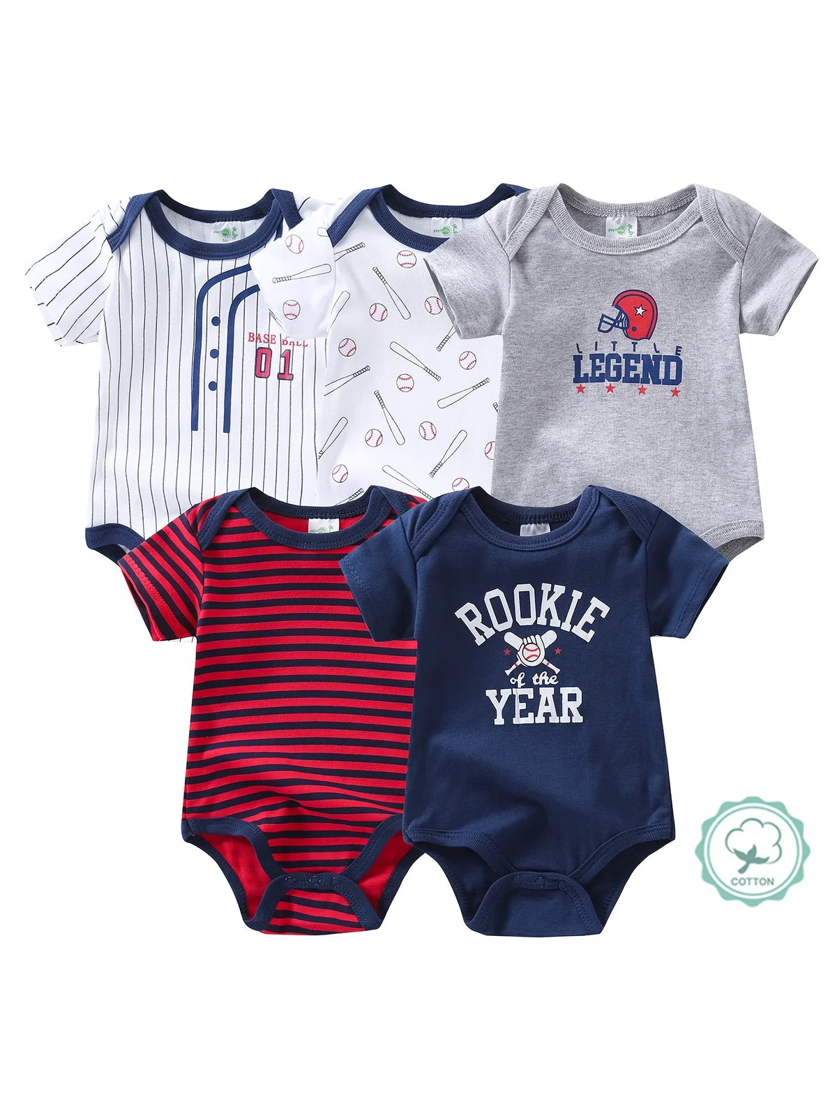 Baby Boy Breathable Cotton Short Sleeve Rompers Bodysuits Set