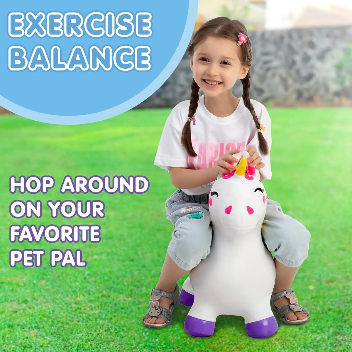 Joyfy Kids Bouncy Unicorn Hopper Toy For Birthday Gifts