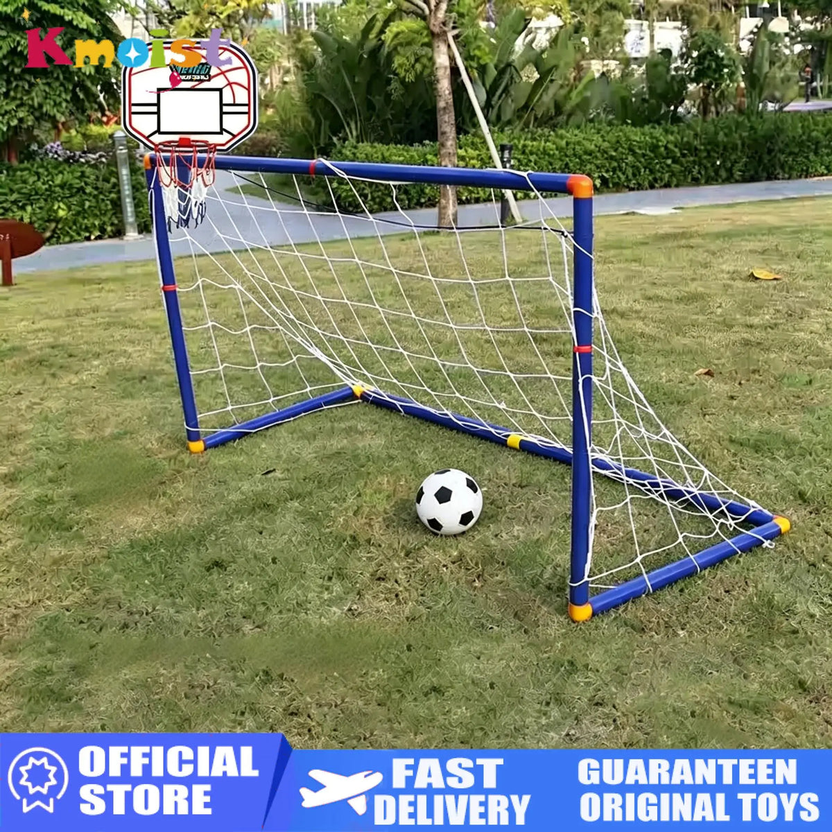 Kmoist 2 In 1 Sports Toy Basketball Stand And Football Goal