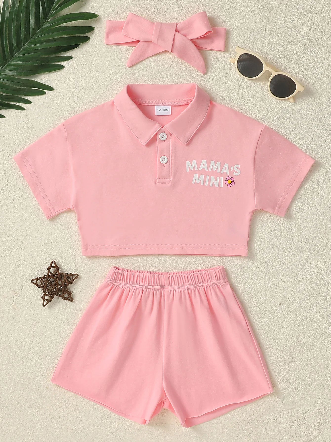 Floral Print Baby Girls 3pc Outfit Set Shirt Shorts Headband