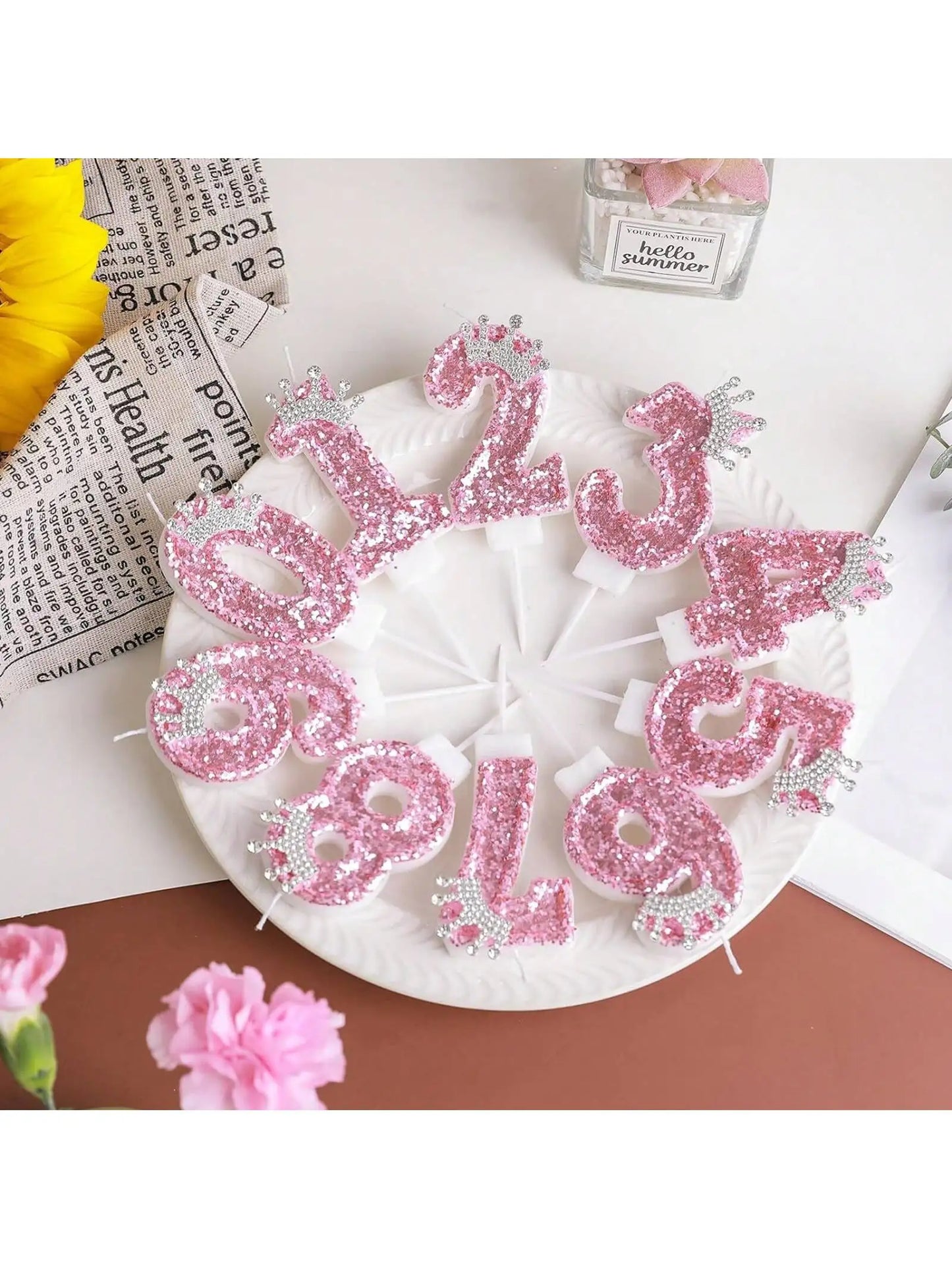 Cake Numeral Candles Birthday Candles Princess Crown Novelty Party Decoration