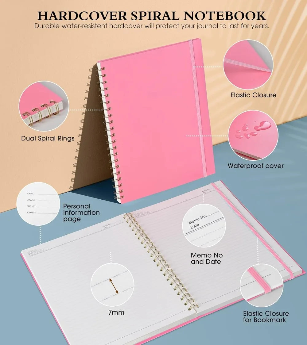 Hardcover Spiral Notebook With College Ruled 110 Pages 100 GSM