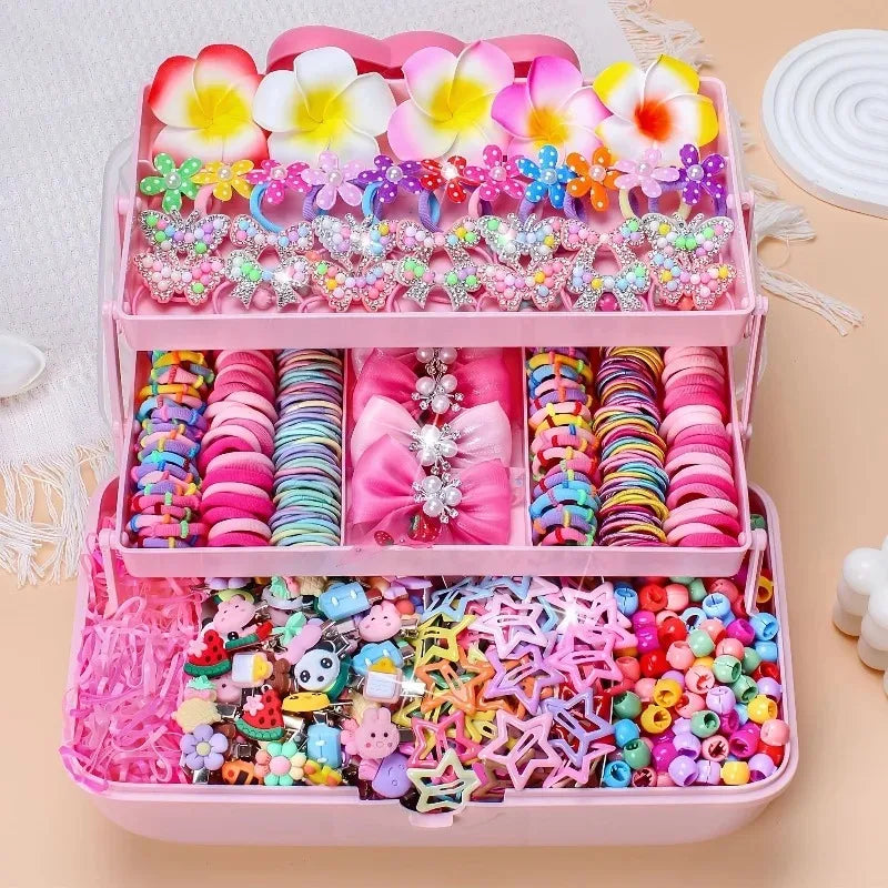 18/546Pcs /1152PCS Bow High Elastic Hair Accessories Set Korean Style Princess Hair Clips, No Hurt Hair Colorful Girls Hair Bands Hair Clips Girls Children No Box