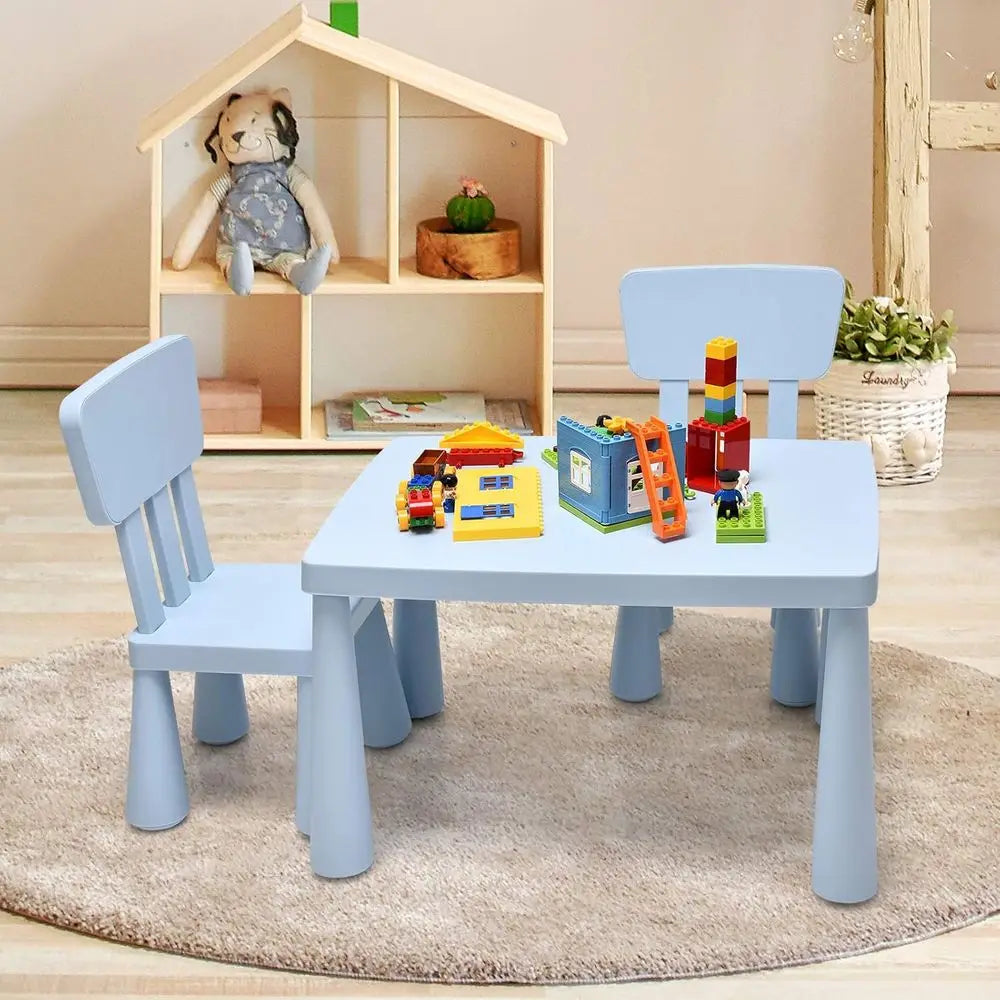Kids Table and Chairs 3 Piece Set Lightweight Plastic Toddler Desk