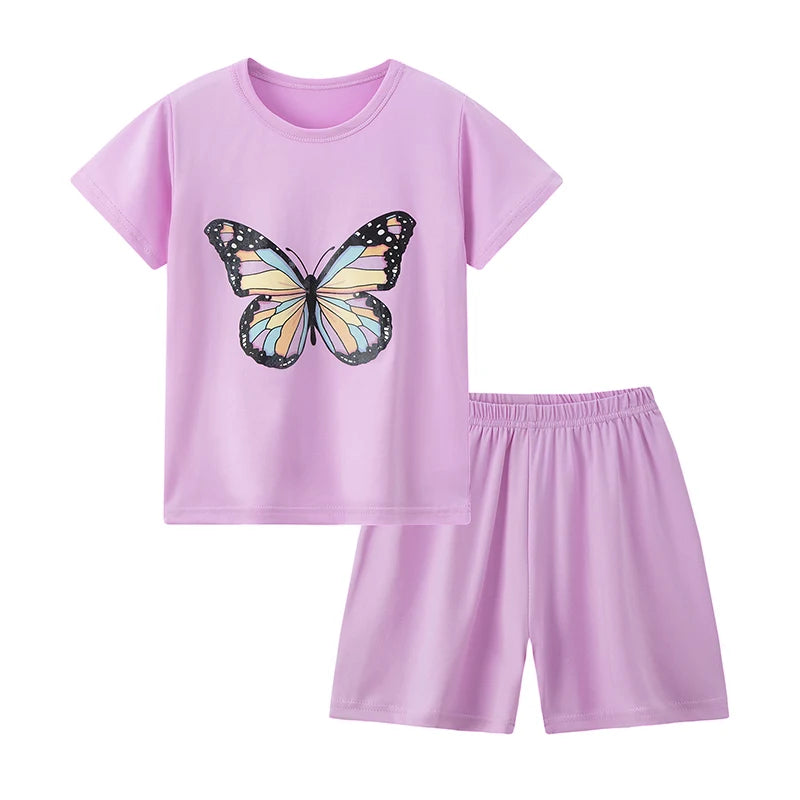 Two Piece Summer Kids Shorts Set Unisex Short Sleeve Outfit