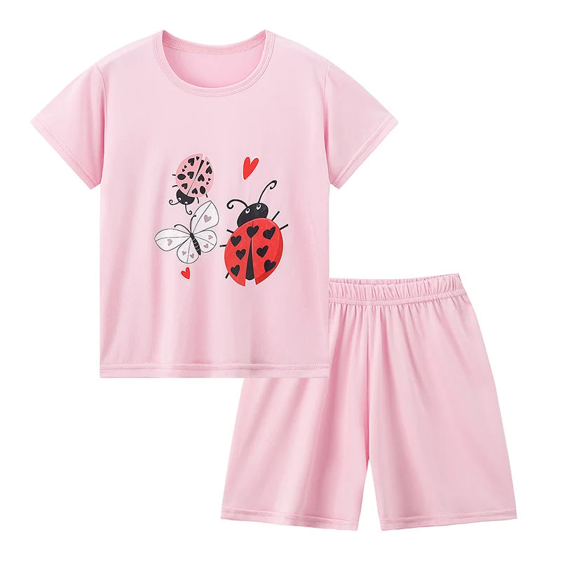 Two Piece Summer Kids Shorts Set Unisex Short Sleeve Outfit
