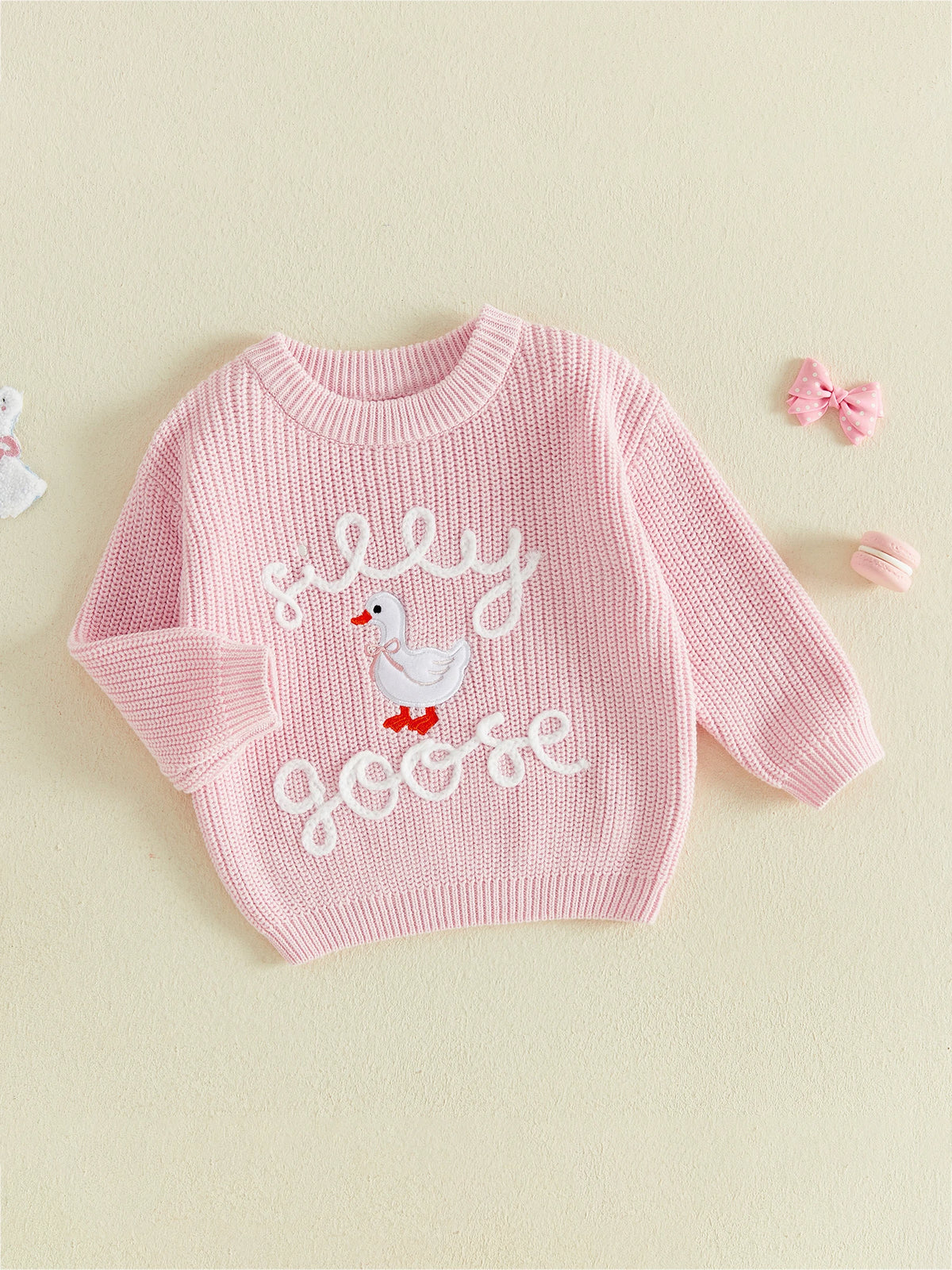 Sweater Embroidery Knit Pullover Knit Pullover Fall Knit Pullover Tops Embroidery Long-Sleeve Baby Baby Girl Fall