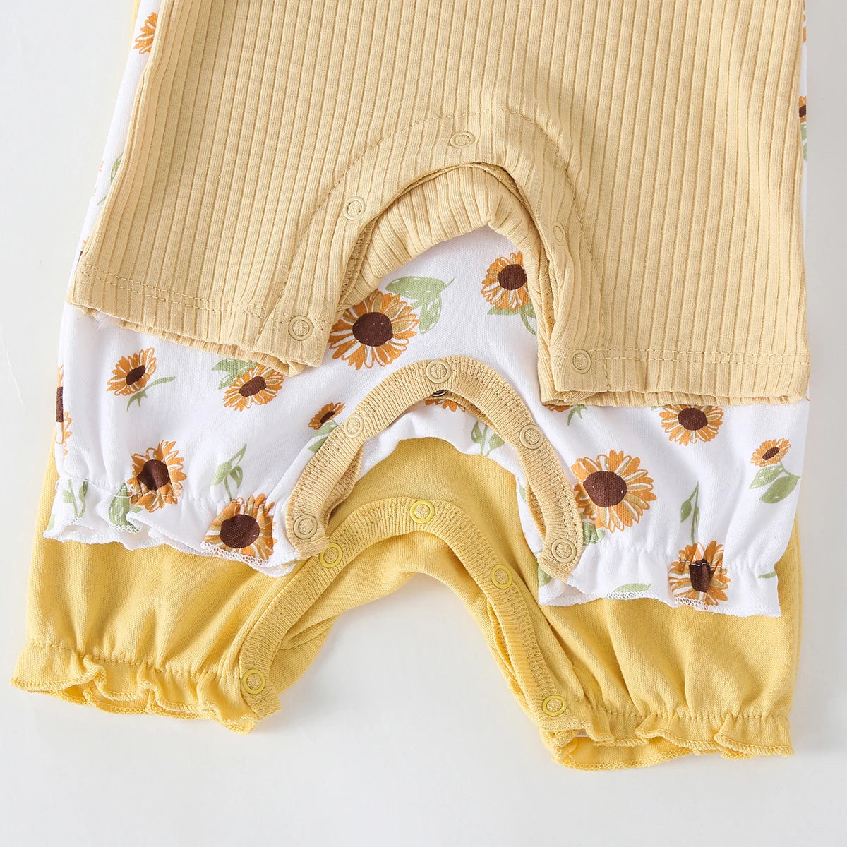 Baby Girls Soft Cotton Short Sleeve Floral Rompers Comfortable Bodysuit