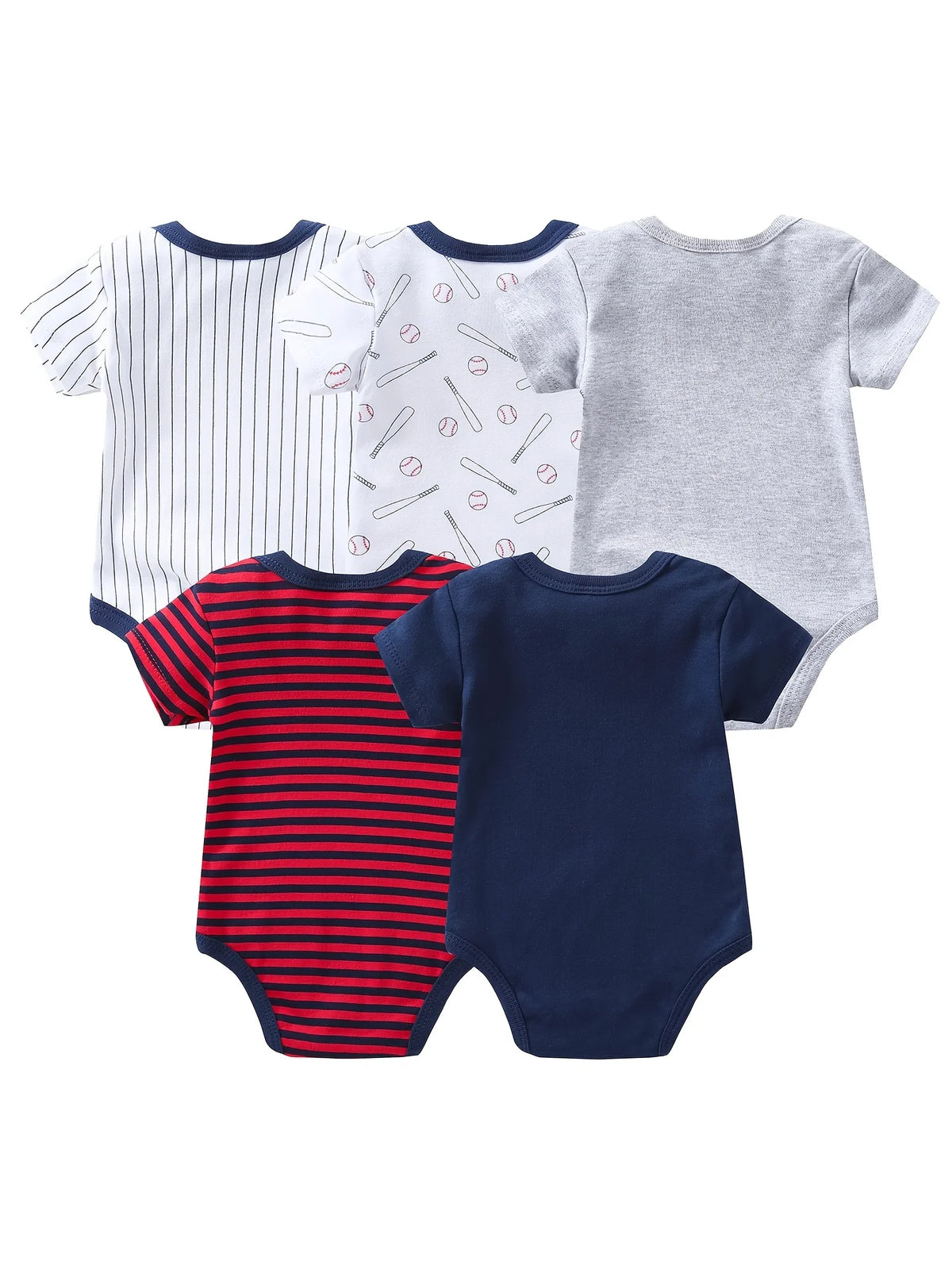 Baby Boy Breathable Cotton Short Sleeve Rompers Bodysuits Set
