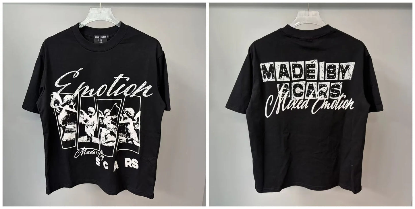 Mixed Emotion Printed Cotton T Shirt For Men Women