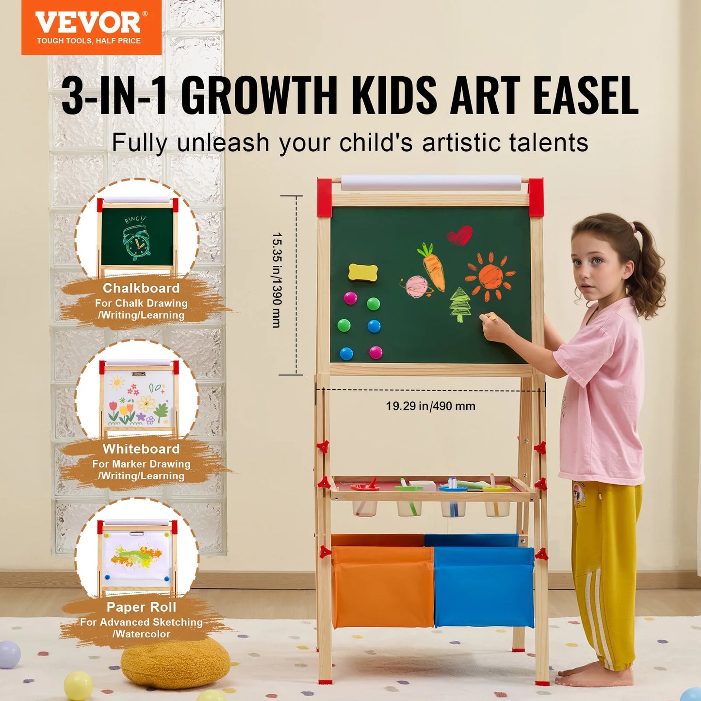 SucceBuy Magnetic Drawing Board For Kids Standing Art Easel Toy