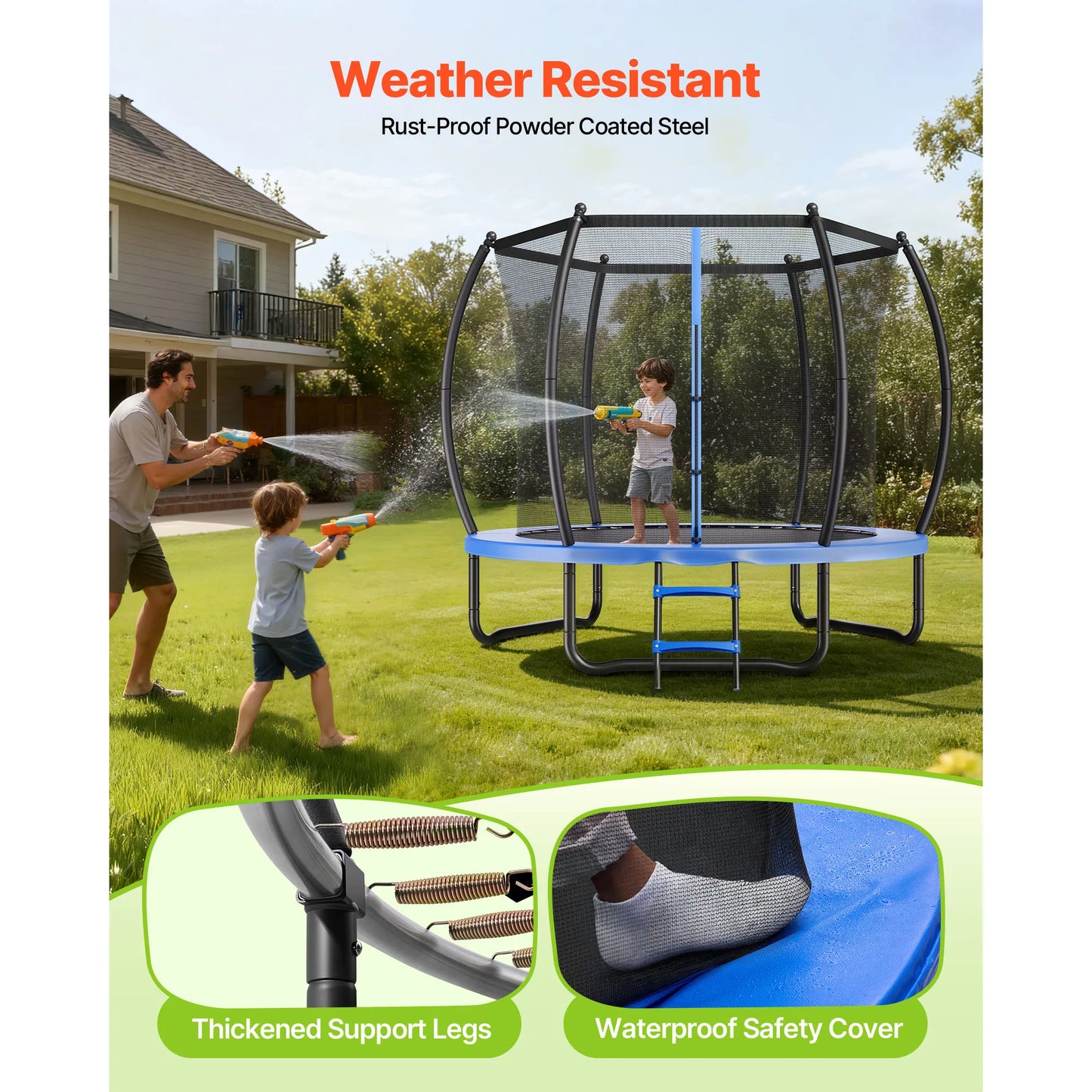 SucceBuy Outdoor Trampoline Enclosure Net Thickened Pad