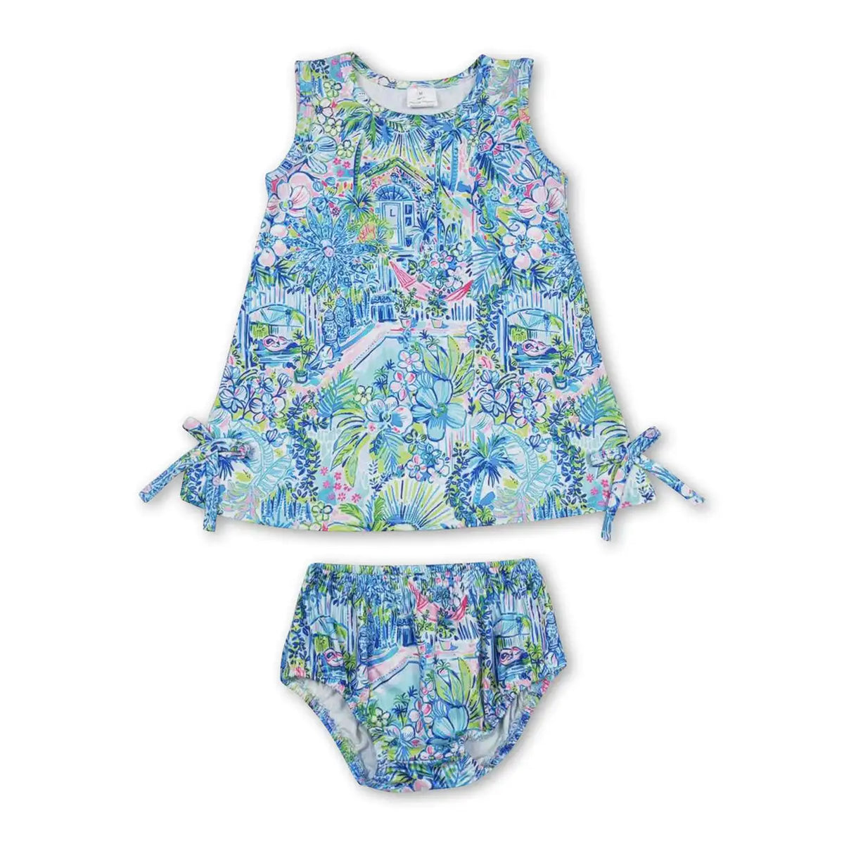 Girls Floral Tunic Top And Bummies Outfit Set For Everyday