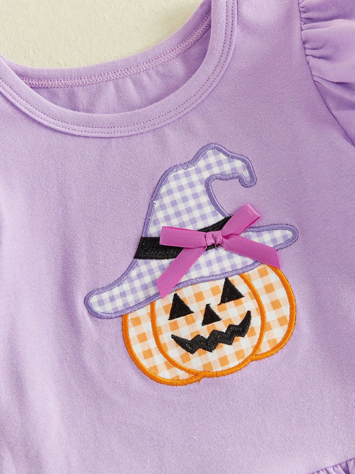Halloween Outfits Short Embroidery Embroidery Tops Girl-Halloween-Outfits Baby Girl Halloween Short-Sleeve-Pumpkin New