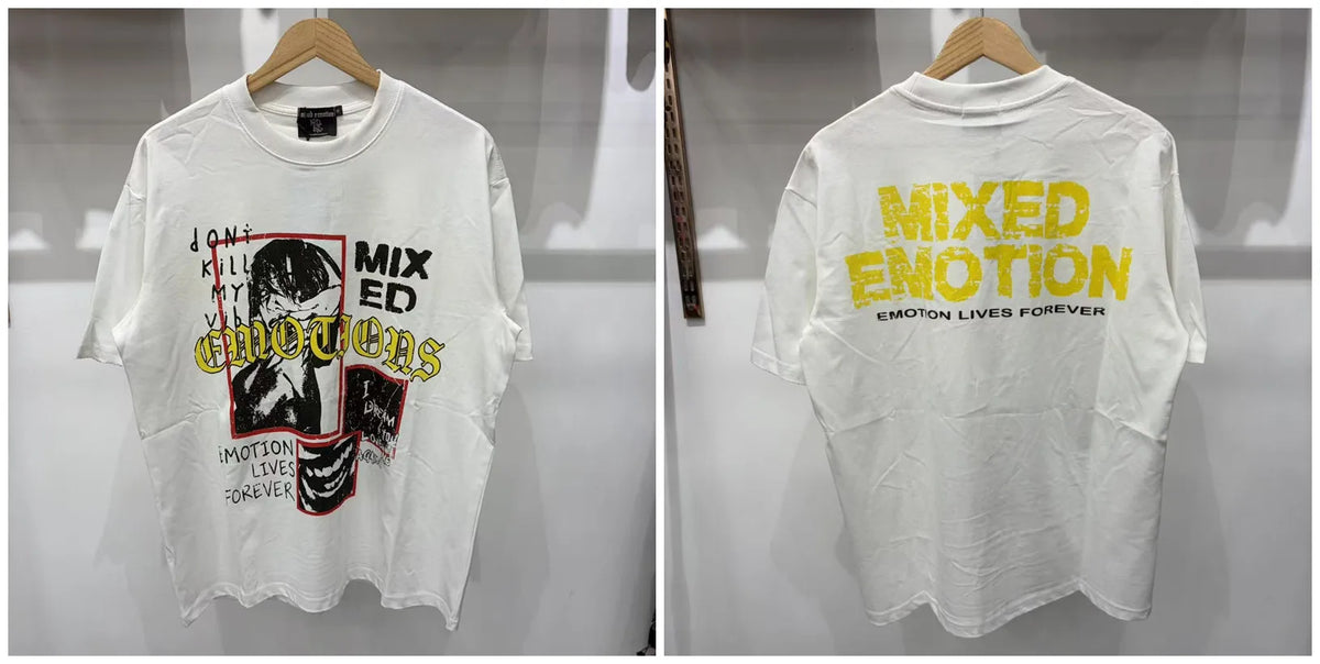 Mixed Emotion Printed Cotton T Shirt For Men Women