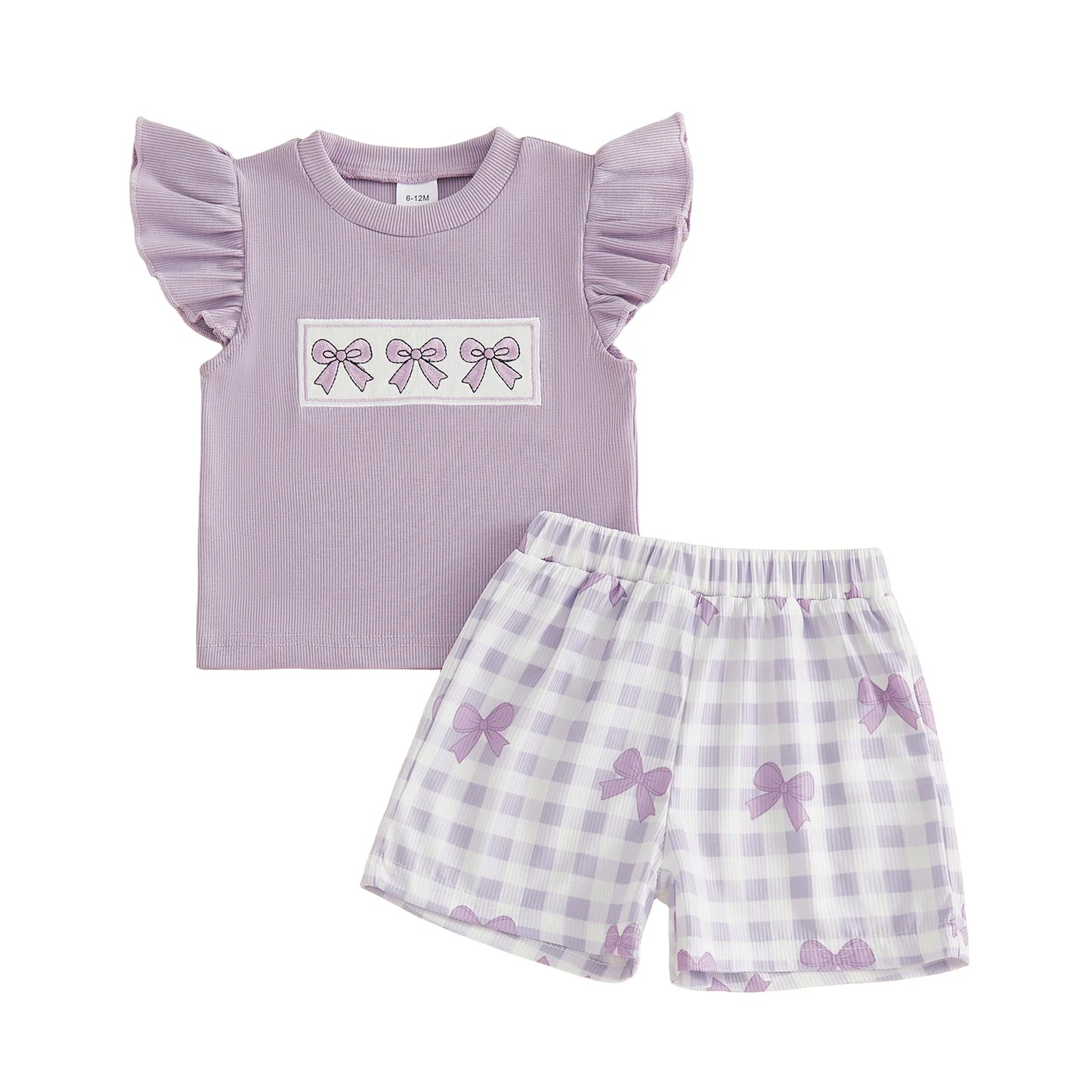 Toddler Baby Kids Girls Shorts Set Children's Fly Sleeve Embroidery Strawberry T-shirt with Plaid Shorts Summer 2-piece Outfit