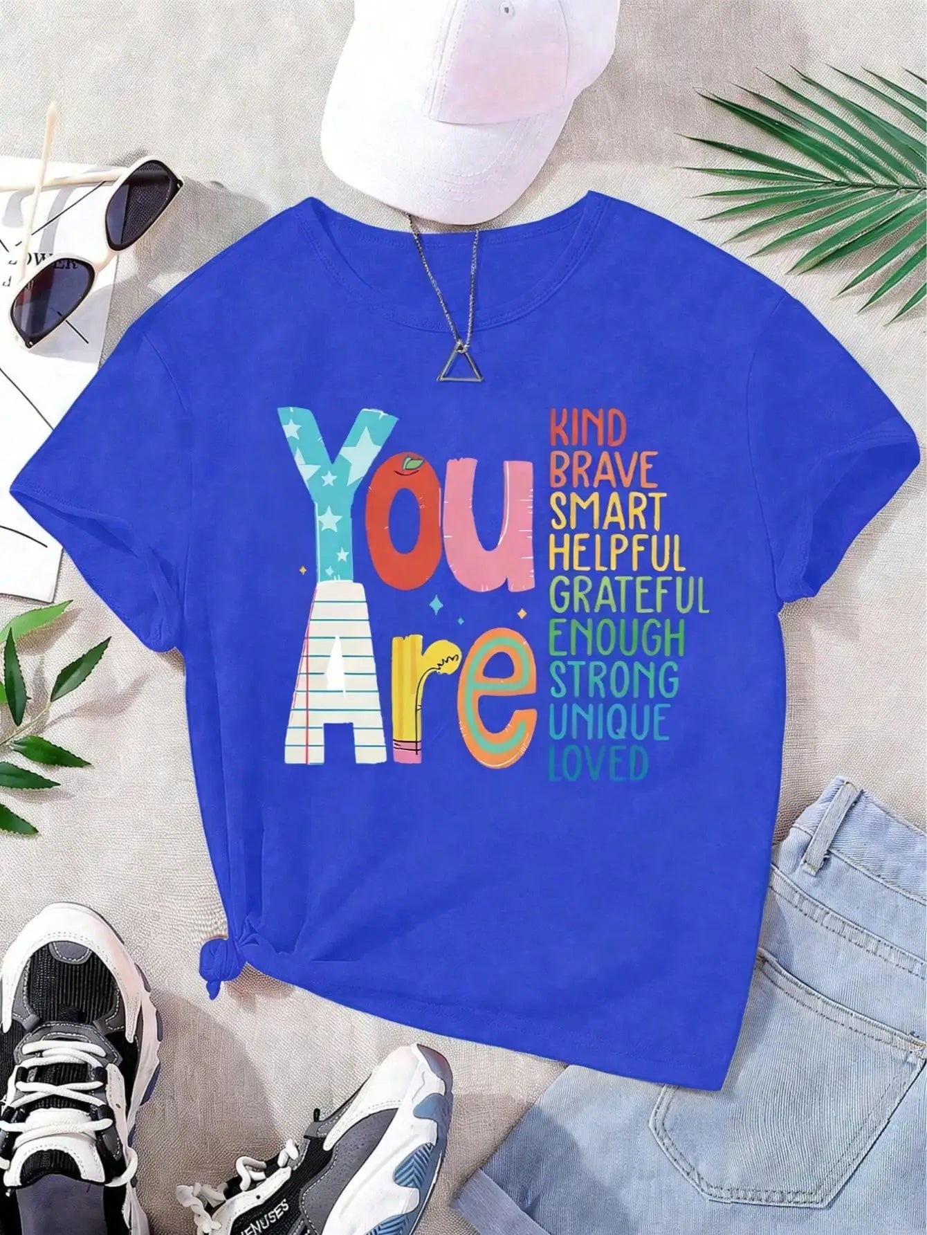 Girls & Teenagers Students Casual Printed Black Crew Neck Short Sleeve T-Shirt Top, Summer