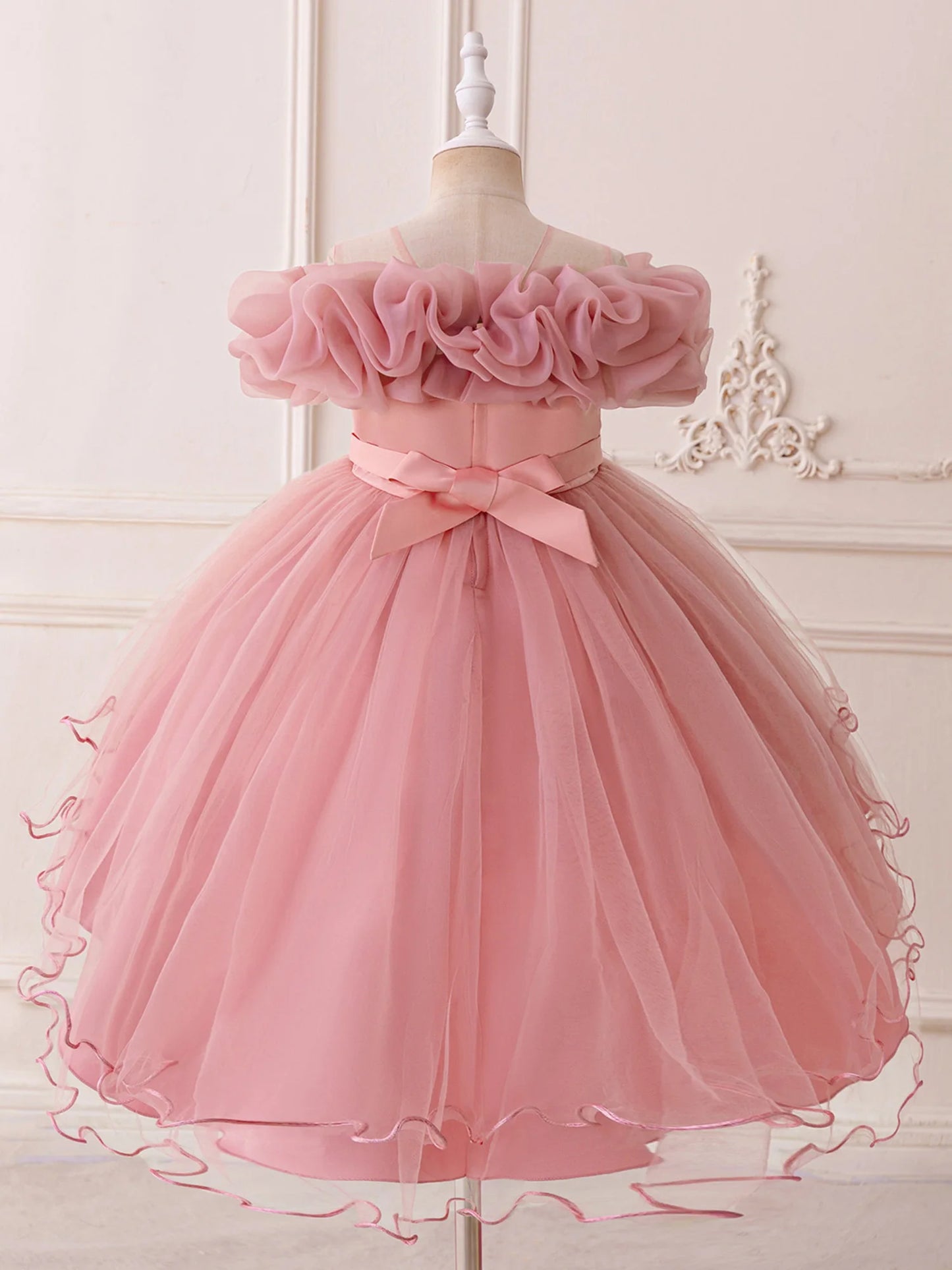 Floral Print Sleeveless Ruffle Tulle Dress for Toddler Girls