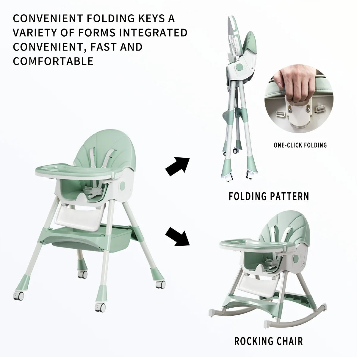 1pc Children's Multi-functional Dining Chair, Adjustable Children's Dining Chair Home Portable Dining Table Rocking Chair