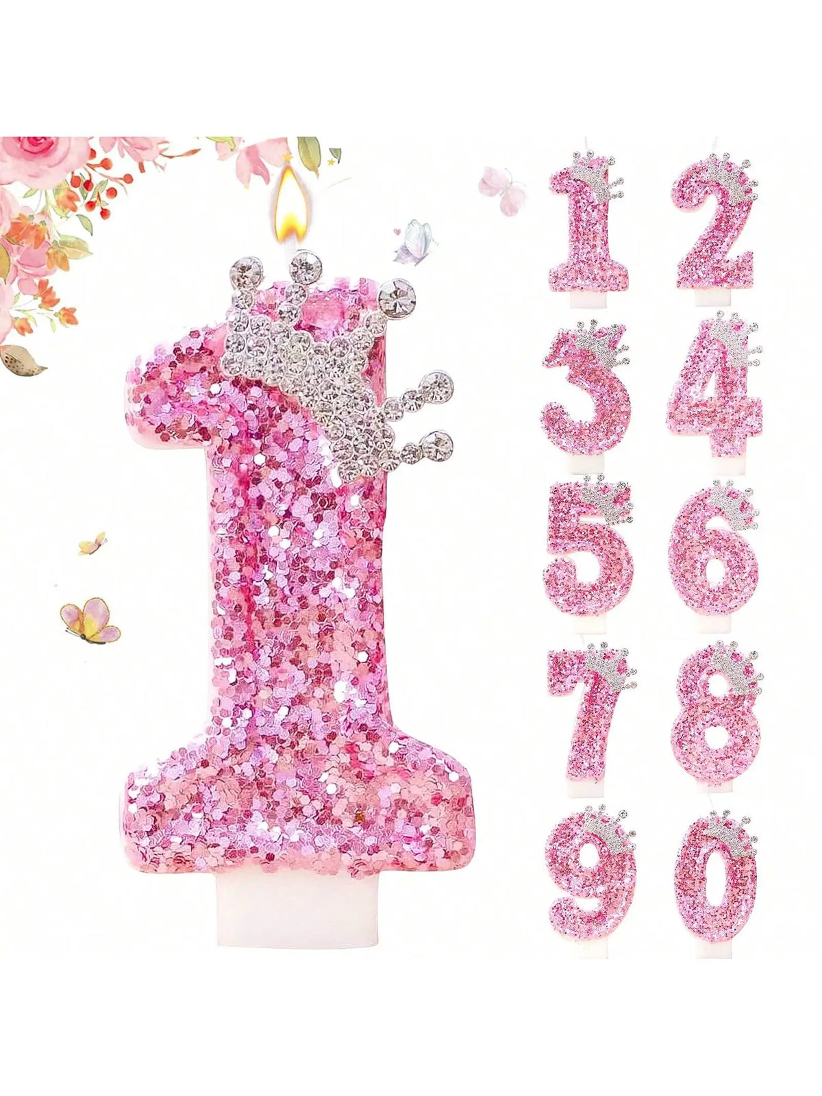 Cake Numeral Candles Birthday Candles Princess Crown Novelty Party Decoration