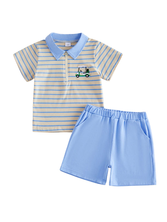 Infant Summer Outfit Set Embroidered Top And Shorts