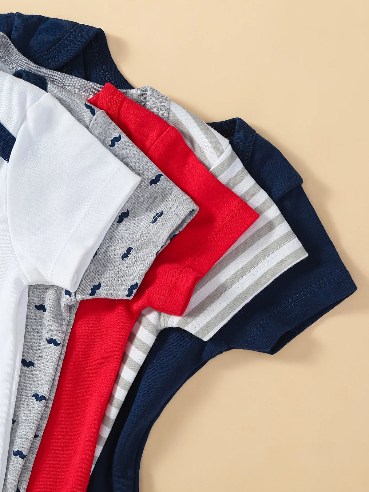 Baby Boys Cotton Bodysuits And Rompers Set With Bow Tie Short Sleeve