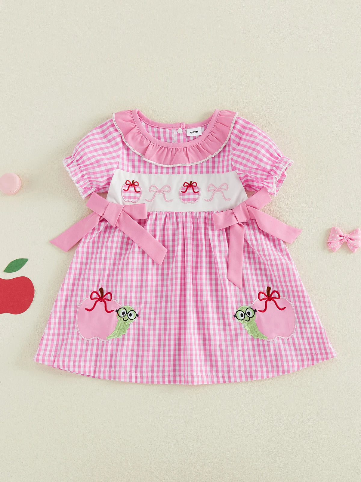Short Clothes Embroidery Cute Bow Girls Back Girls Back To Cute Bow Short School Toddler-Summer Kids Girls Back