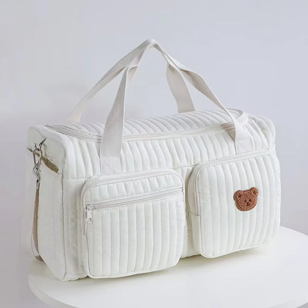 Quilted Baby Diaper Bag Large Capacity Hospital Weekender Travel Bag